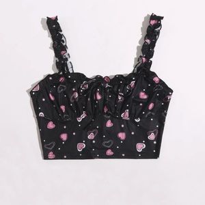 Heart Print Cropped Top